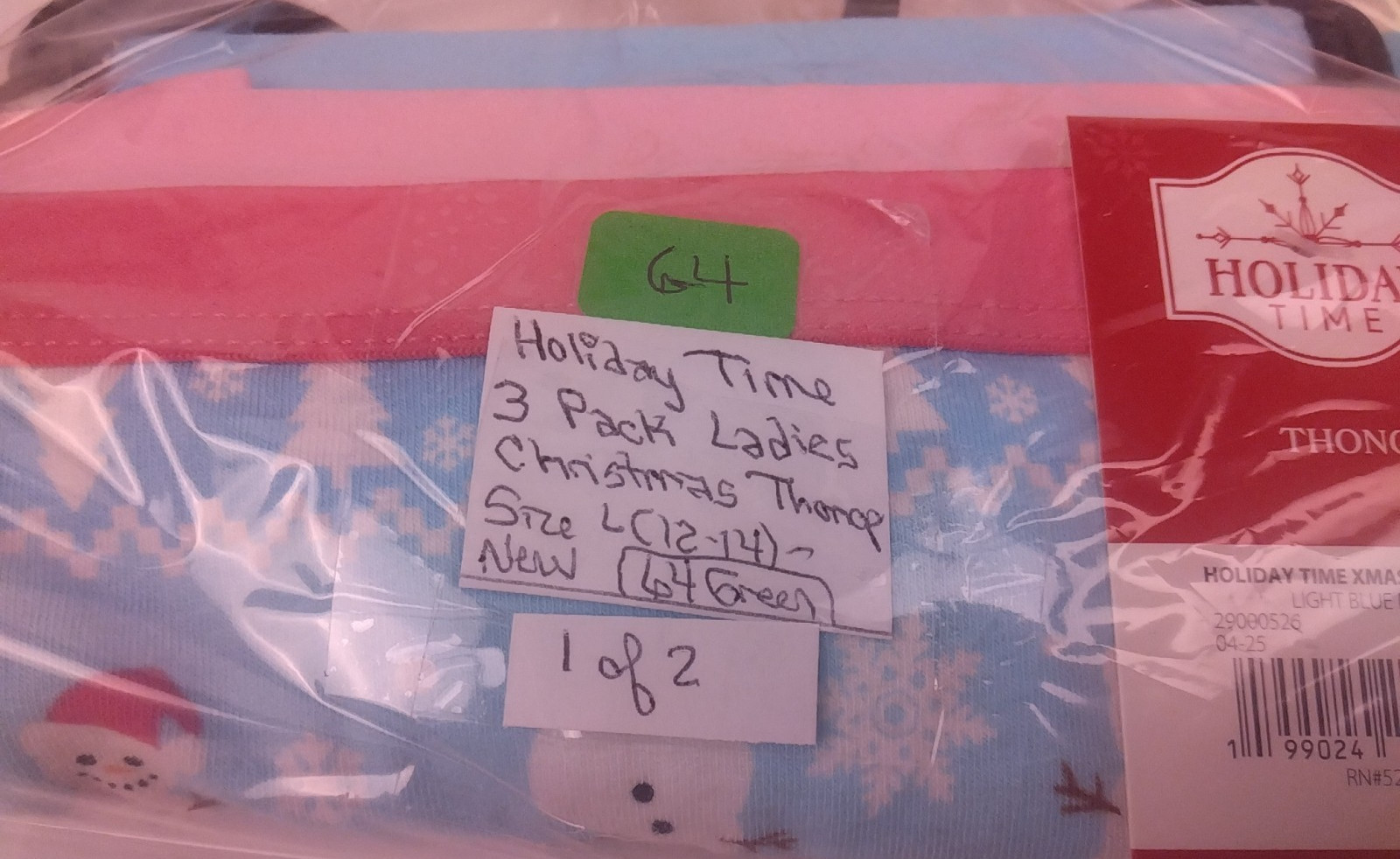 Holiday Time 3 Pack Ladies Christmas Thongs Size L(12-14) – New. (64)