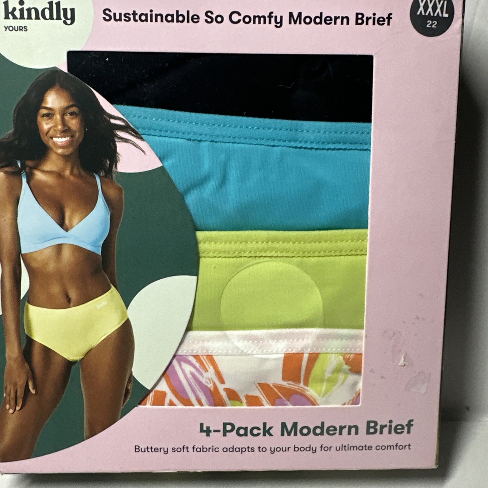 Kindly Yours So Comfy Brief Underwear 4-Pack 3XL (22)Floral,Green,Blue,Black