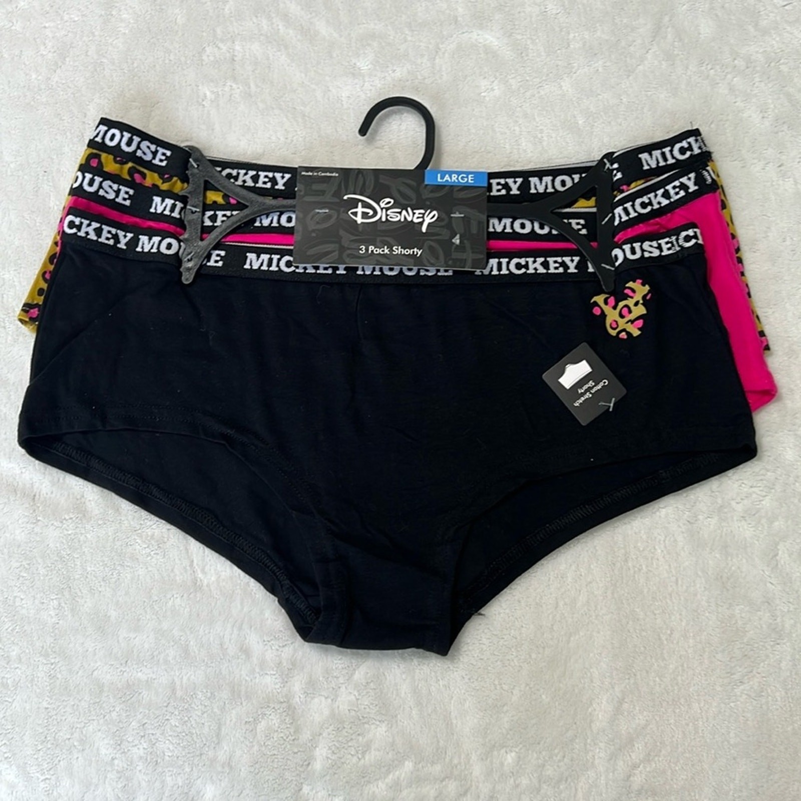Disney Mickey Mouse 3 pack hipsters shorties, Size L