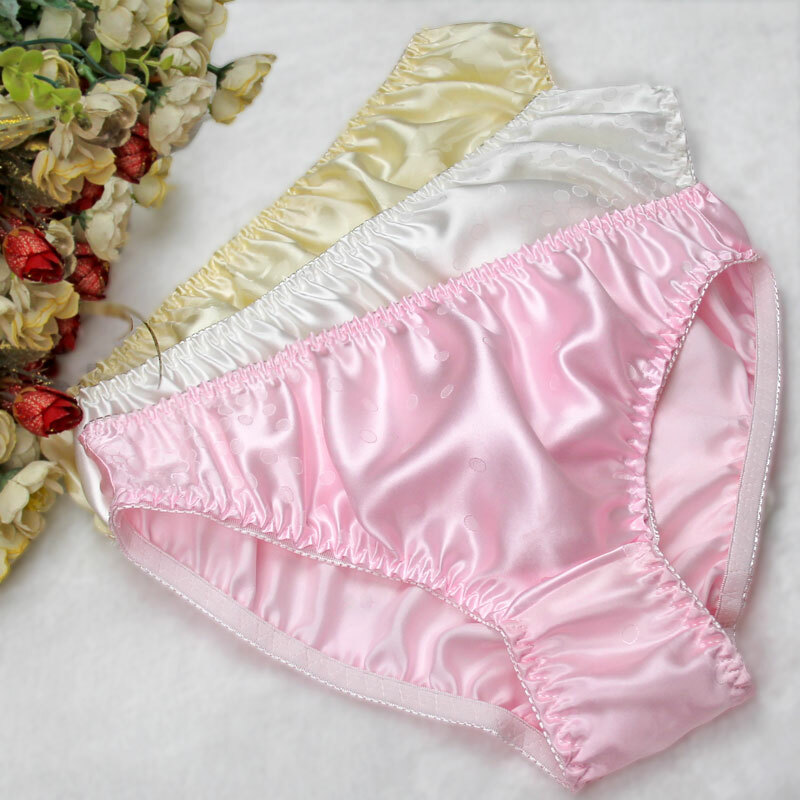 3 Pairs Womens 100% Silk Panties Knickers Jaquard Pink Bikinis Underwear M L XL