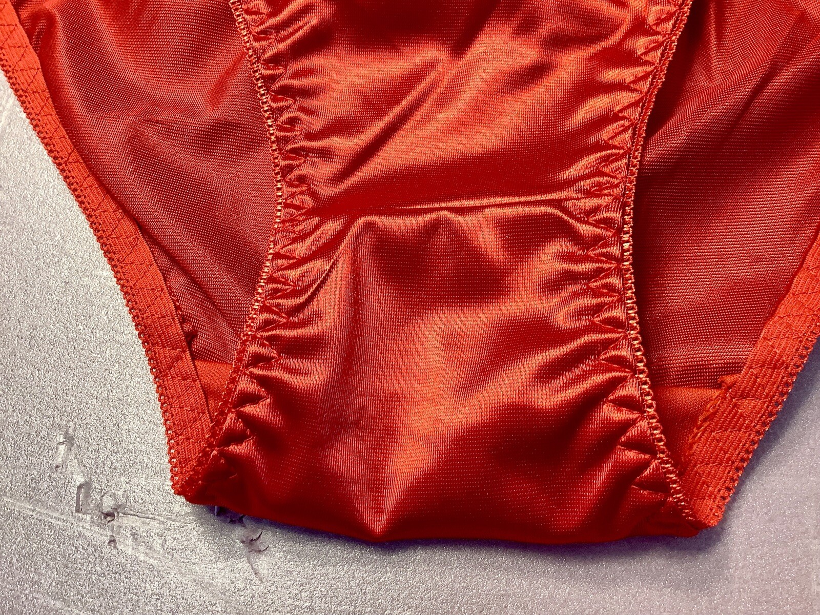 Women Panties Bikinis ANN DIANE Size XL. Red Shiny Satin Soft W/decoration
