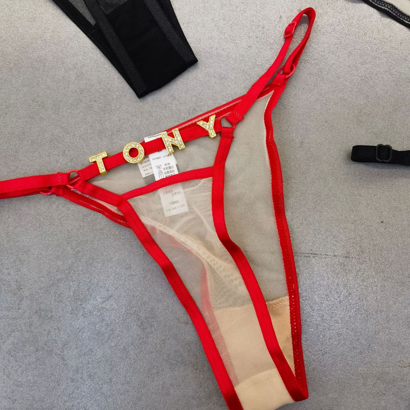 Sexy Custom Name Thong Shiny Crystal Letter Women Thong Personalized Panties Hot