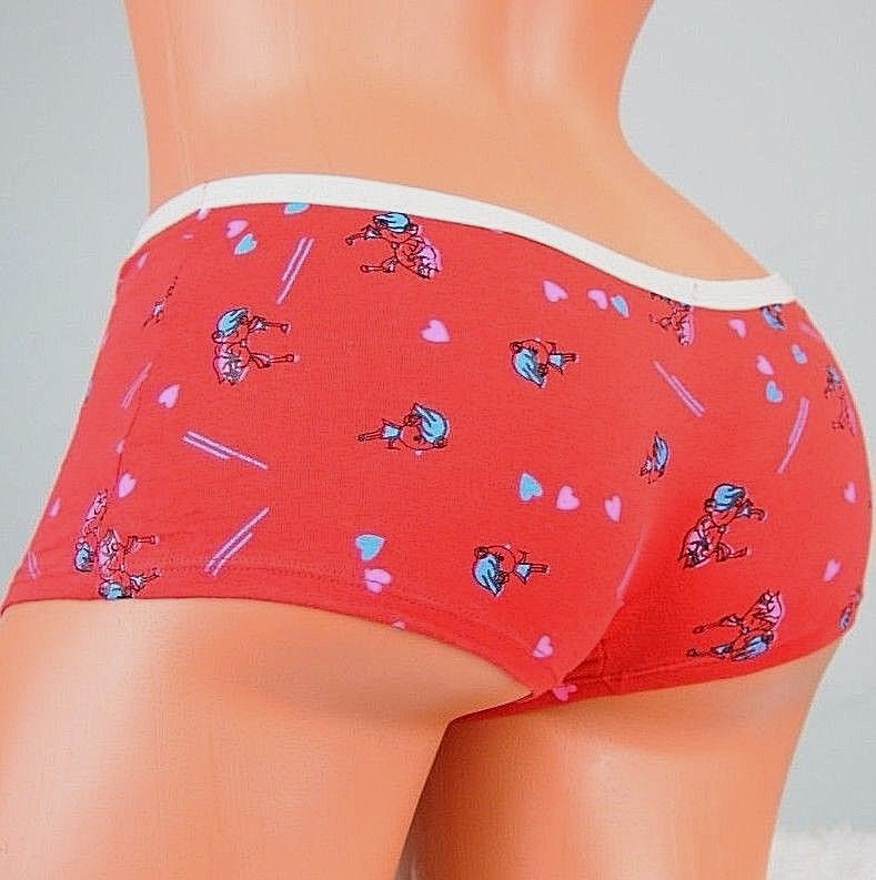 Cute Cartoon kisses print sexy 6 colors sissy cheeky boy shorts panties M or L