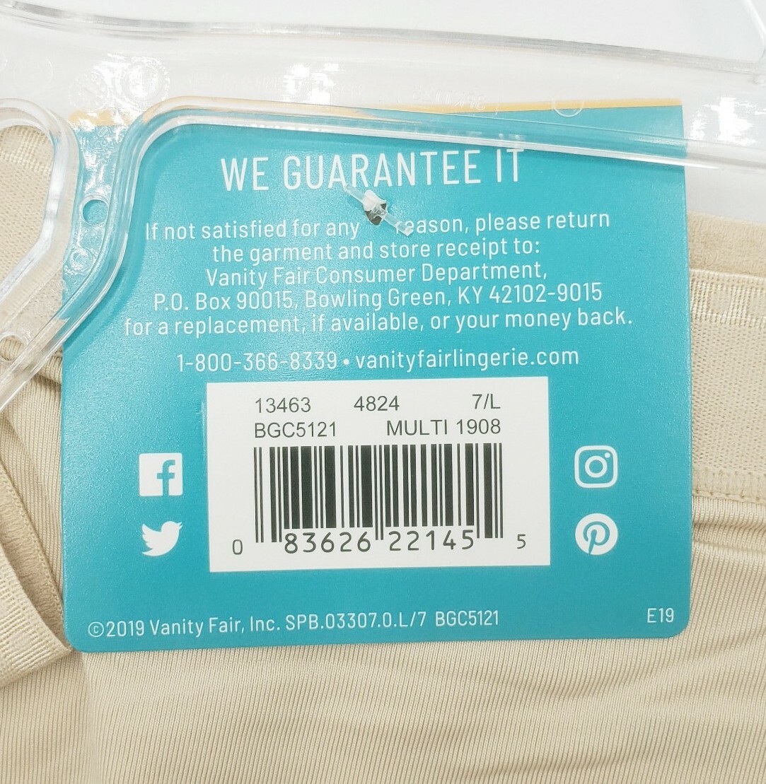 Vanity Fair Comfort Where it Counts Brief 6/M Ride Up No Roll Down 13463 3-Pair