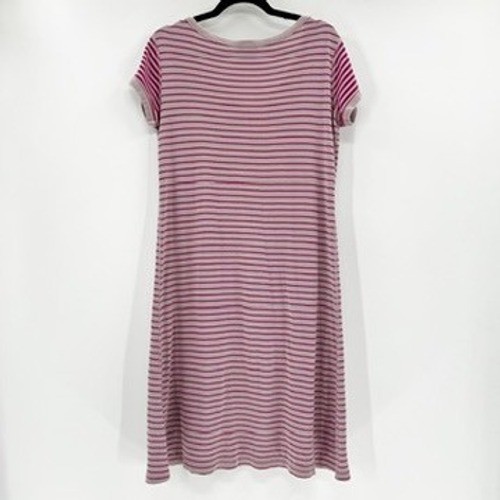 Hanna Andersson Striped Organic Cotton Henley T Shirt Dress XS Pink Purple