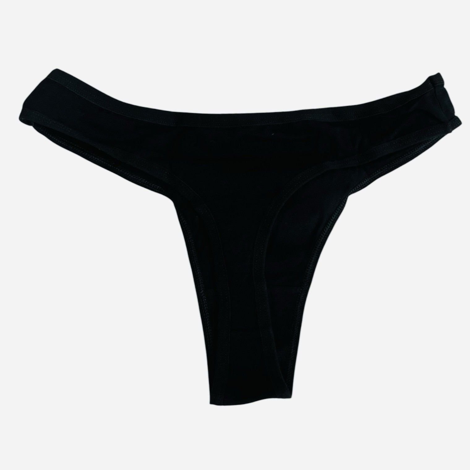 Anzermix Black Cotton Blend 6 Pack Basic Thong Underwear Womens Size Large NEW
