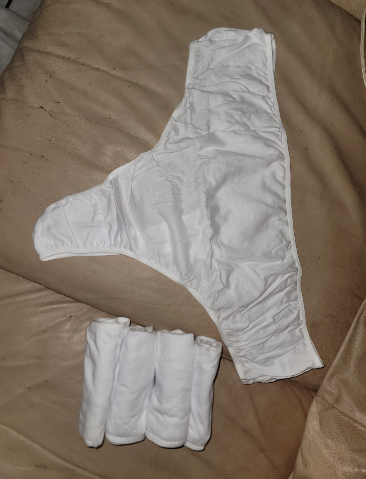 Women s Cotton Thong/String Panties 4 Pack Solid White Size 28W