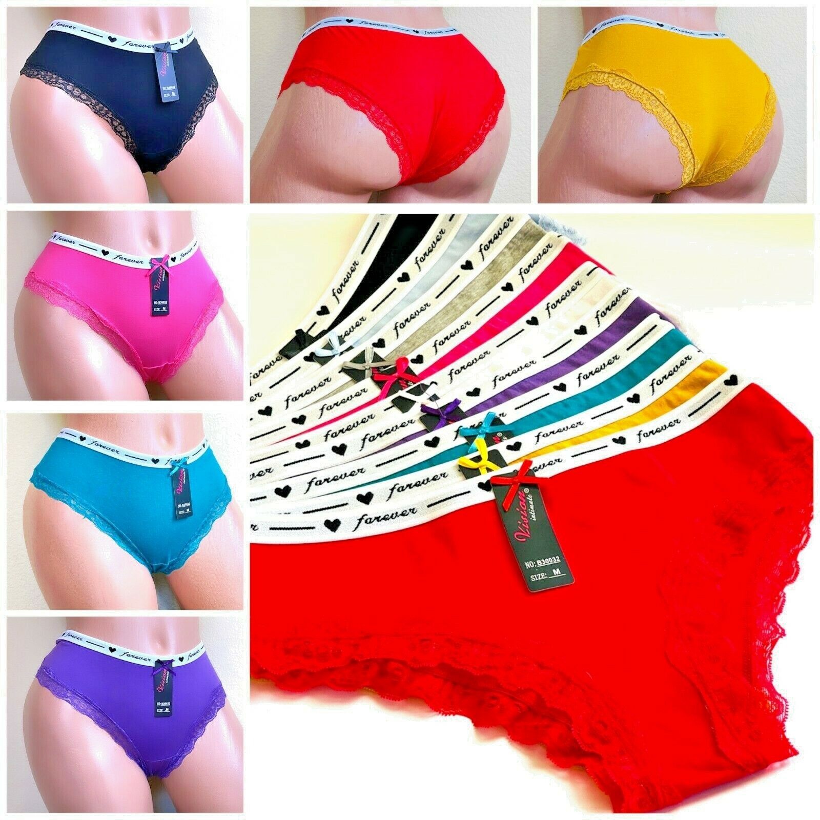 6-12 Women’s BIKINI Sport HI-CUT Panties Undies 95% COTTON ACTIVE WEAR 3032 S-XL
