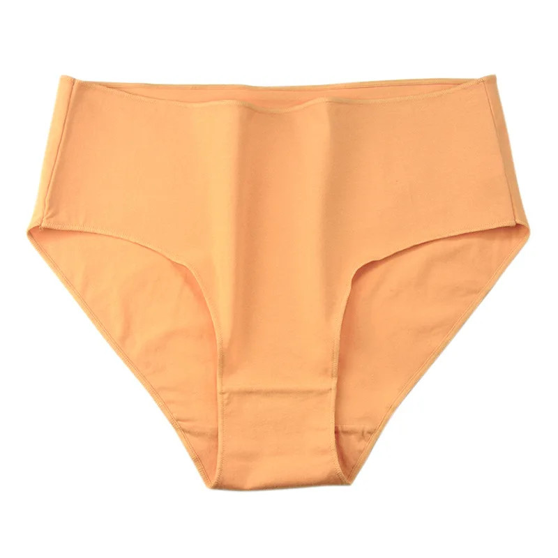 High Rise Cotton Panties Briefs Solid Color Soft Breathable Comfort Fit 2PCS