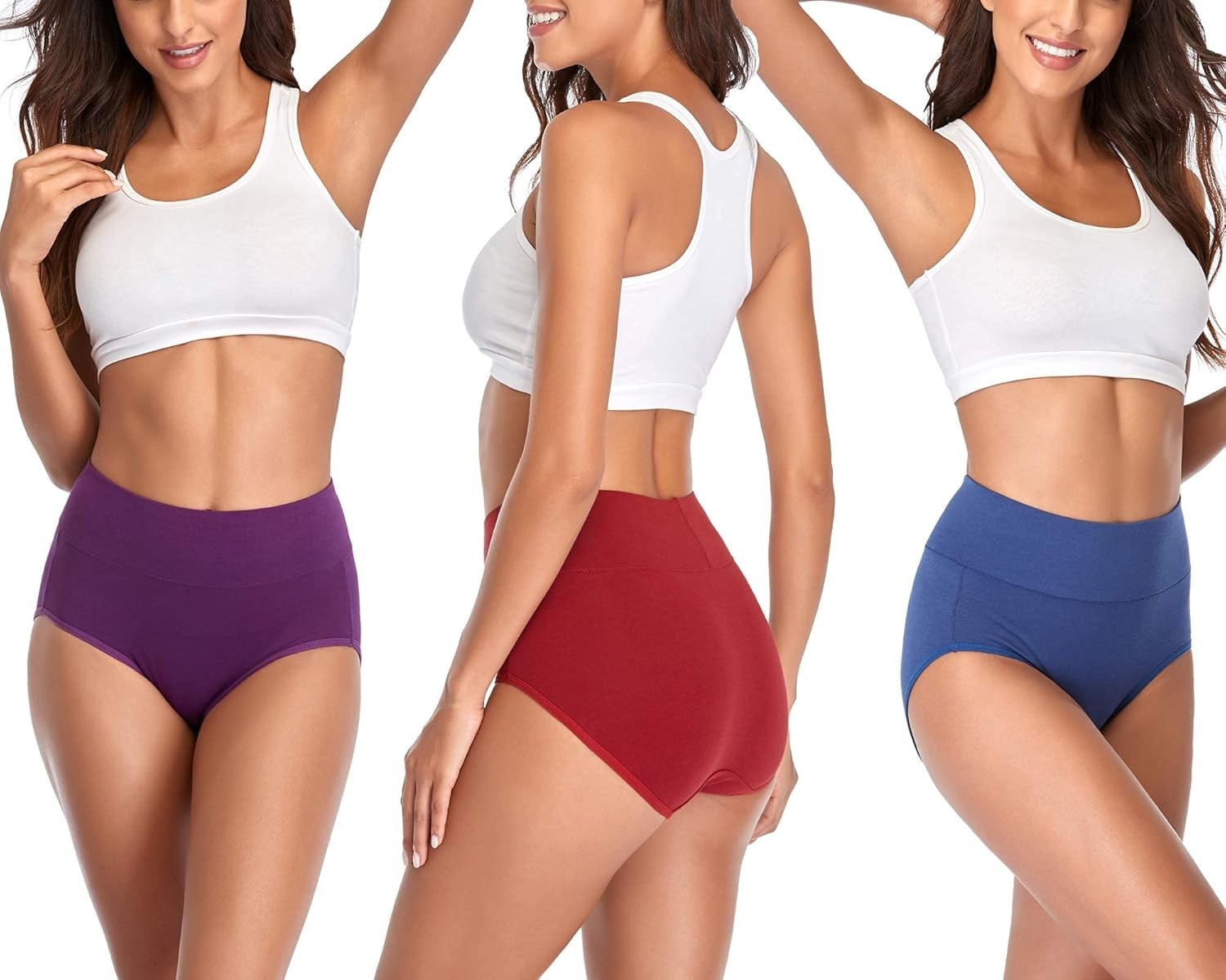 Women’s High Waist Cotton Underwear Soft Brief Panties Regular and Plus Size