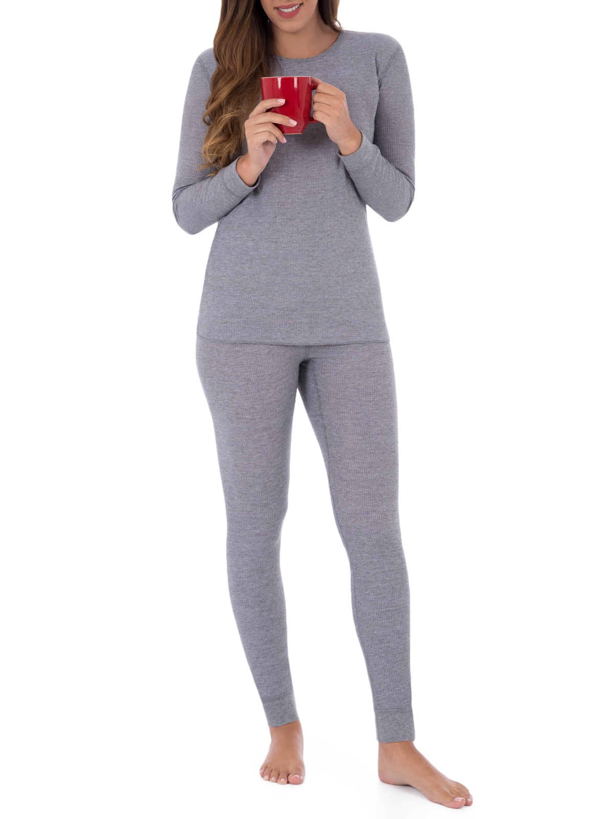 Fruit of the Loom Long Sleeve Thermal Top teens Size L 12/14 Grey