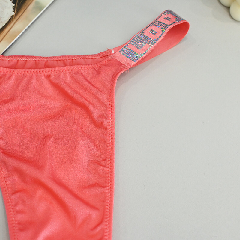 5 Packs Lot Sexy Womens Satin Panties Thong Brief Glitter Low Waist Underwear
