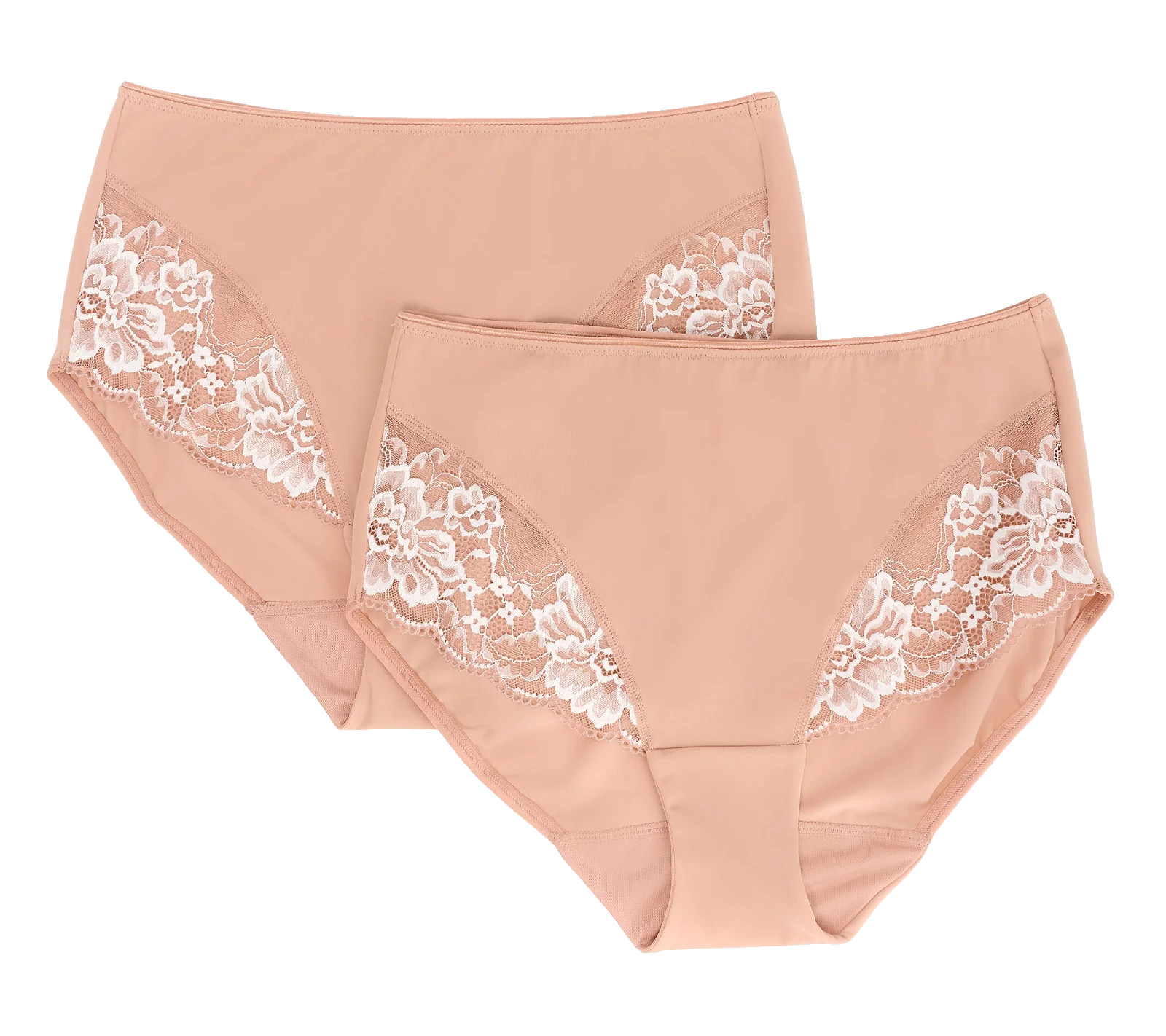 Breezies~Set of 2~Luxe Lace Two Tone Hipster Briefs~X-Large~Wood~A632187 13066
