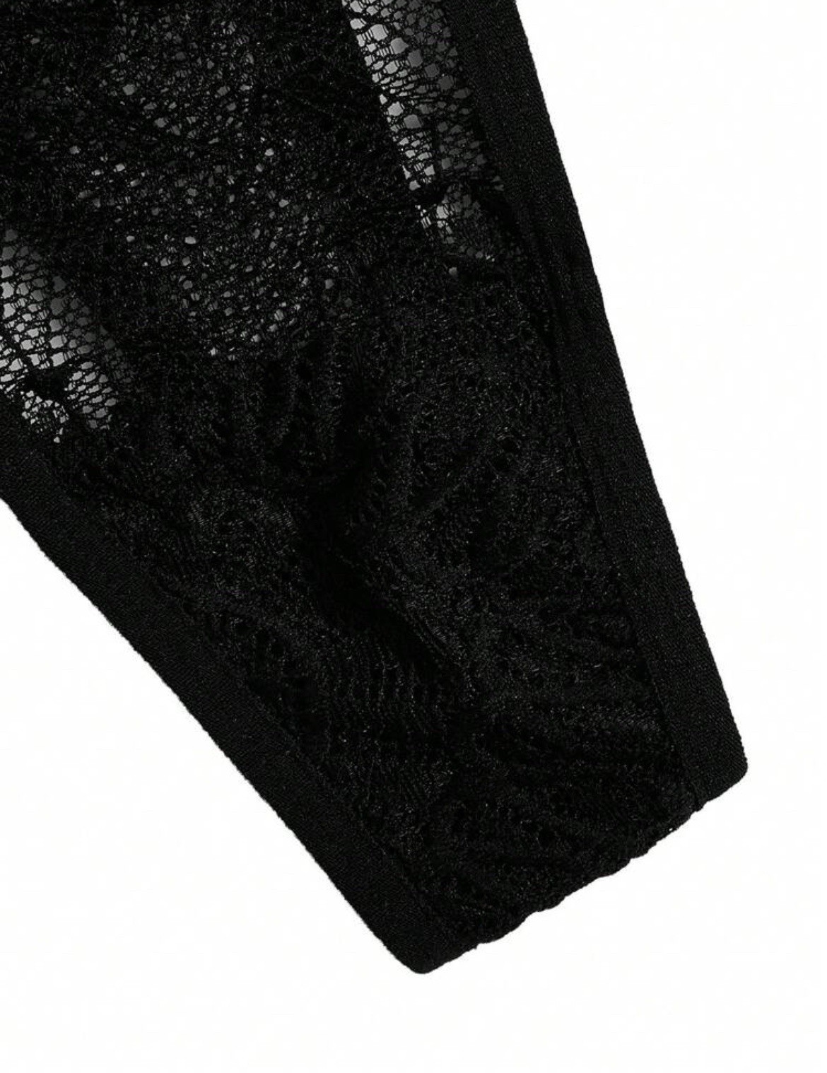 ROMWE Gothic Black Lace Thong Panty Rhinestone Hearts y2k Cute Kawaii Sz Medium