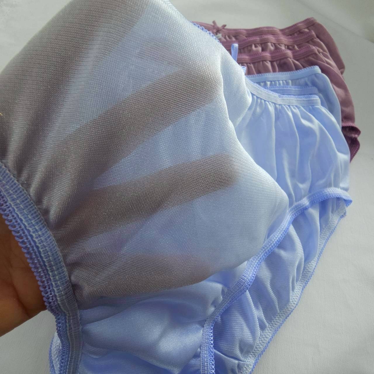 6 Bikini Panties Underwear Woman Men Light Nylon Soft Briefs Hip38″-42″XL/Purple