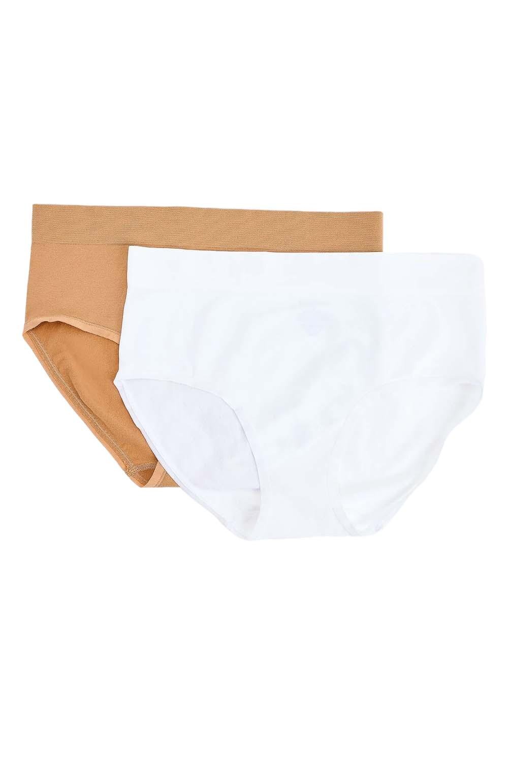 AnyBody Intimates 2-Pack Jersey Briefs Latte/White