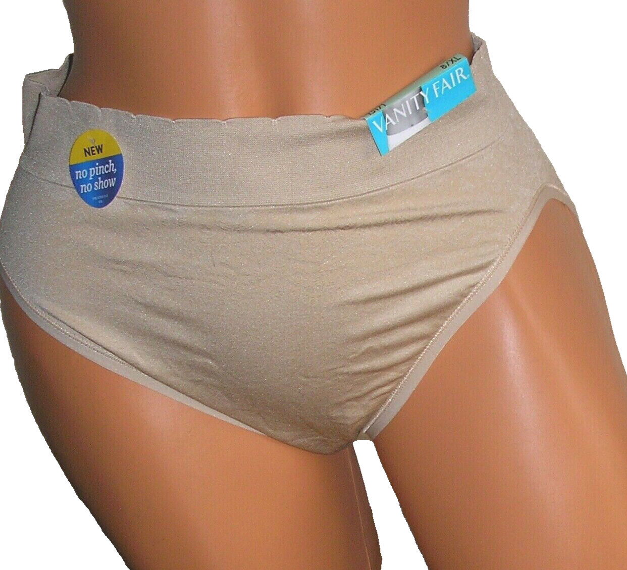 Panties Lingerie Vanity Fair No Pinch No Show Hi Cut Briefs Sz 8 XL Adult Gift