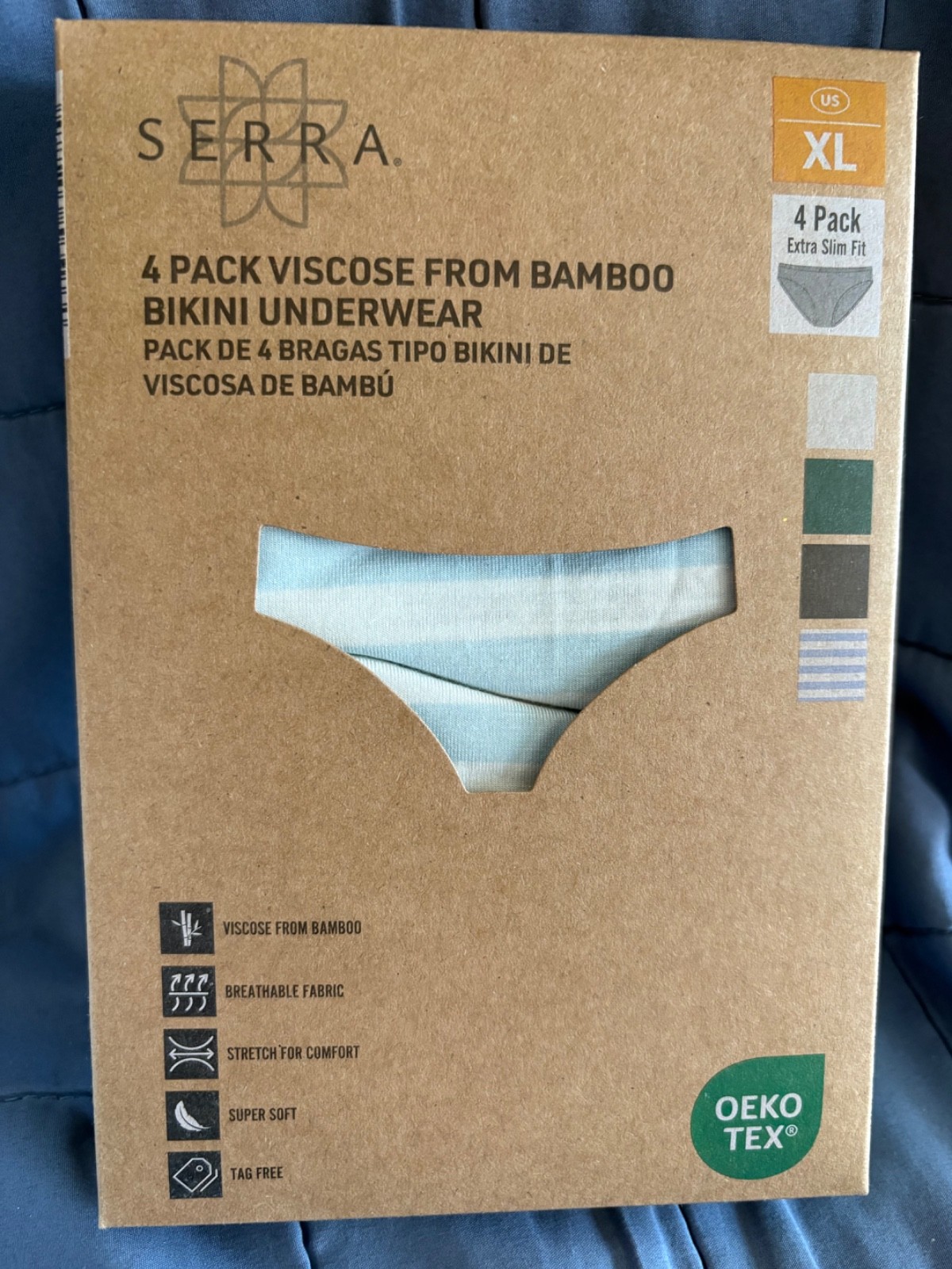 SERRA ALDI 4 PK VISCOSE BAMBOO **BIKINI** UNDERWEAR WOMEN SIZE XL – NEW IN BOX