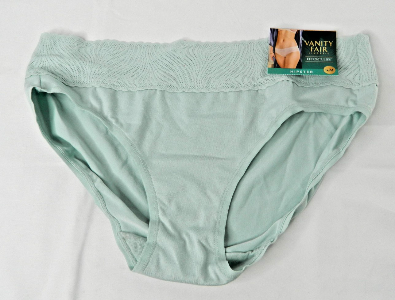 Vanity Fair Effortless Panties Womens 6 Medium Green Hipster Lace Lingerie