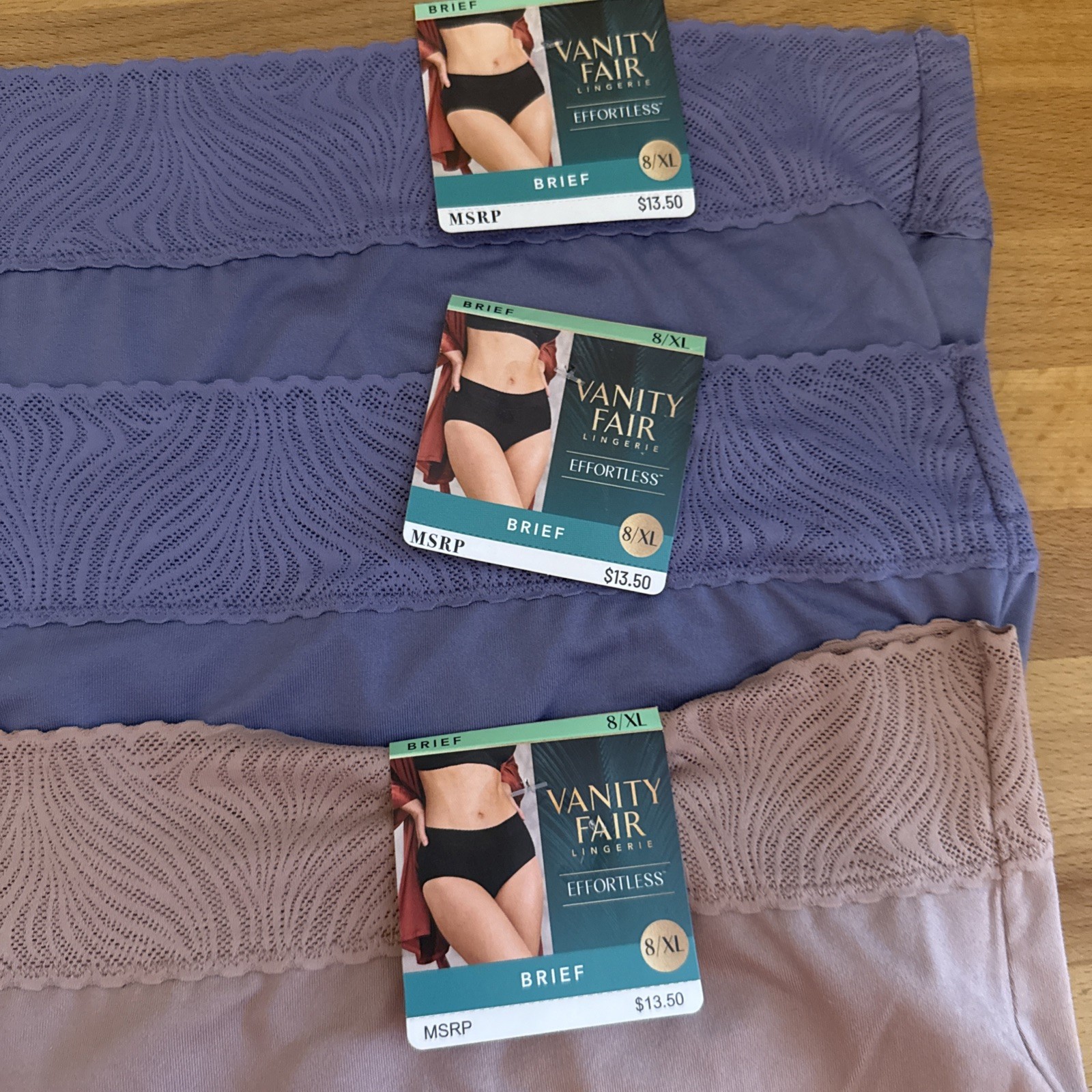 3X-Vanity Fair 13276 Effortless Briefs -8XL-2 Lavender & 1 Baked Blush NWT
