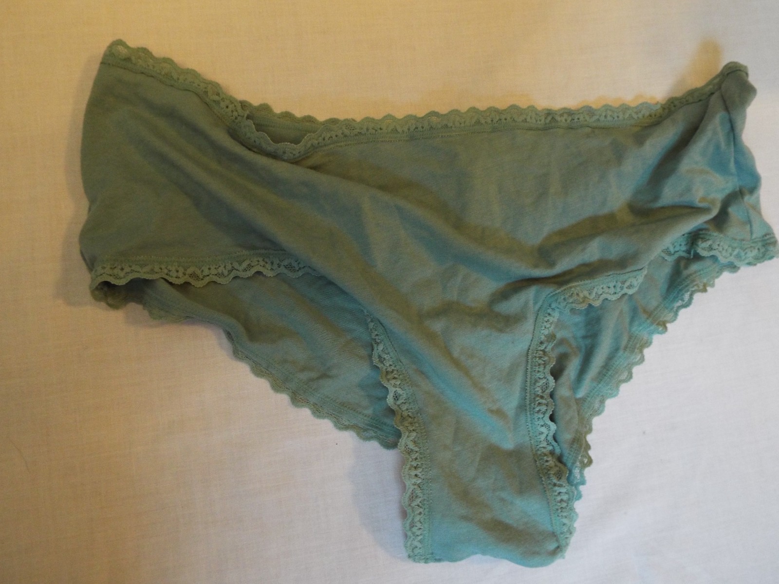 NWT Victoria’s Secret COTTON LACE WAIST CHEEKY Panty XL Seasalt Green 46k1