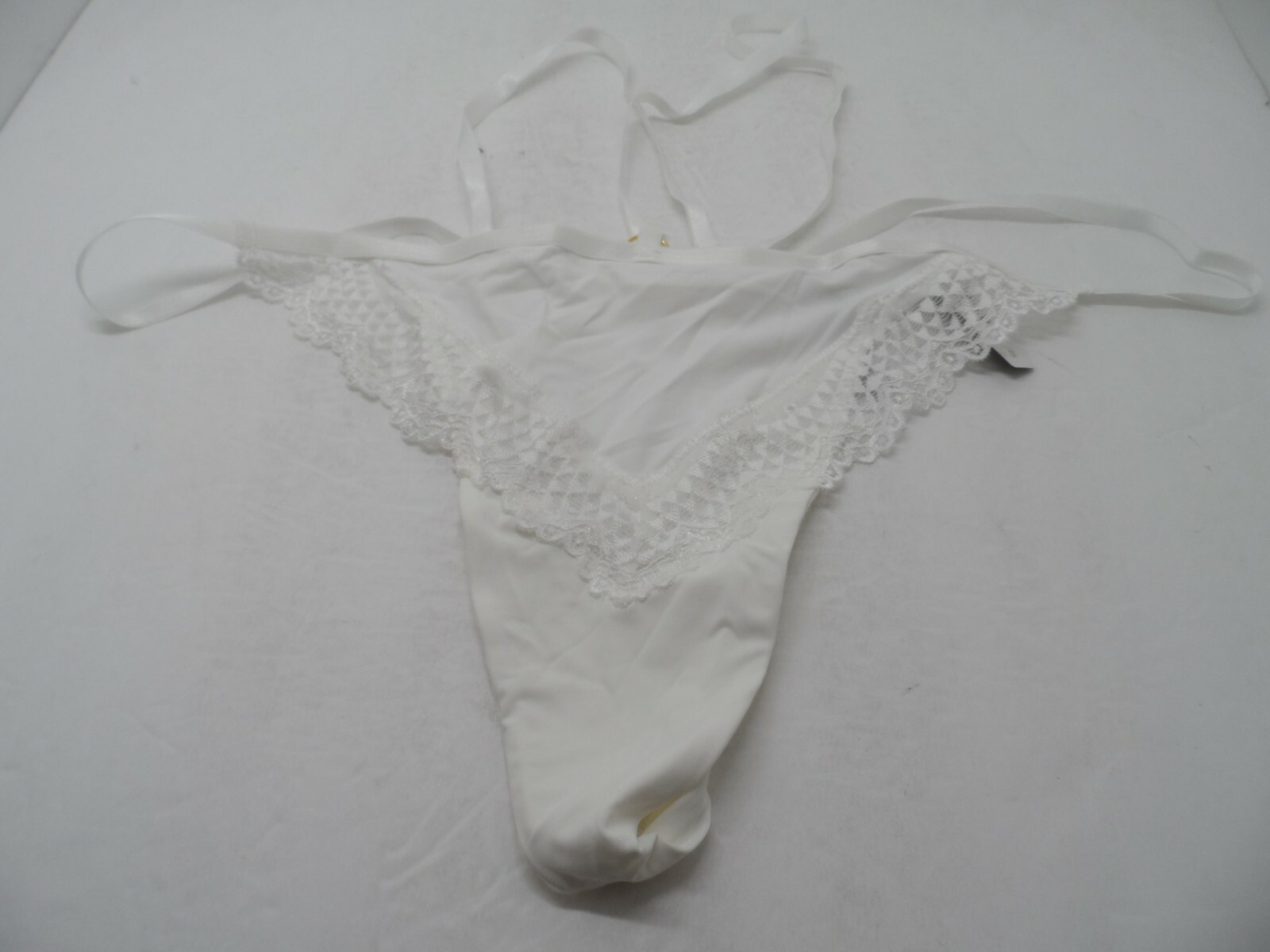 Adore Me Women’s Lace Mesh Thong Panty 05918 White Size 0X