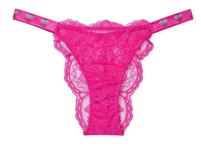 Victoria’s Secret Very Sexy Fuchsia Frenzy Shine Strap Lace Brazilian Panty XL
