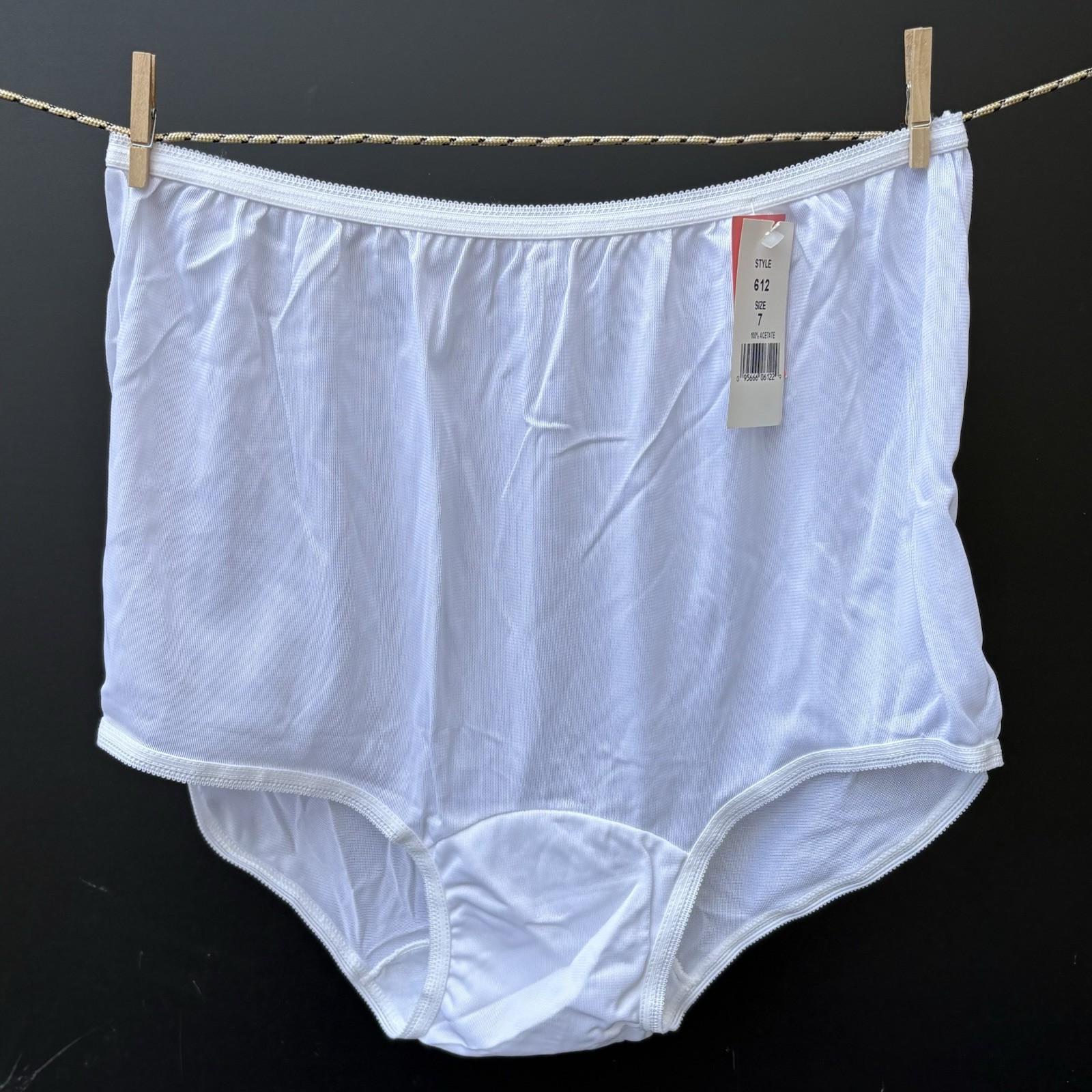 Carole Vintage Panties Sissy 100% Acetate White Brief NOS New NWT Size 7
