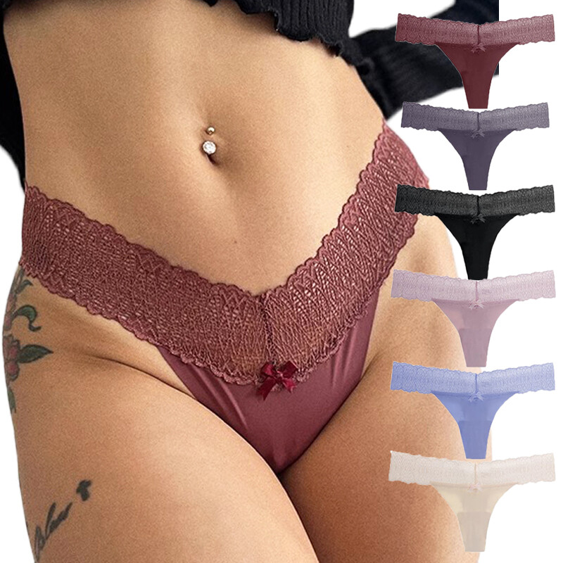 6 Packs Lot Sexy Women’s Seamless Panties Thongs G string Lace Brief Intimate