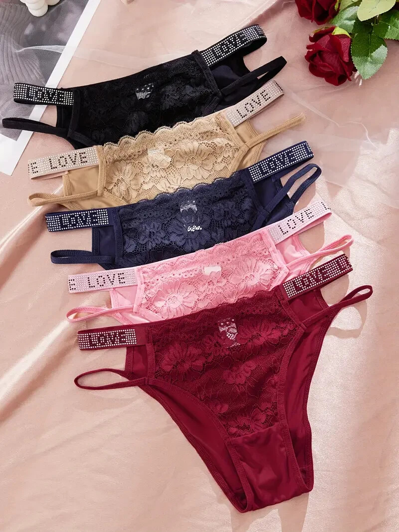 Women’s Sexy Comfortable Underwear with Rhinestone ‘LOVE’ Detail