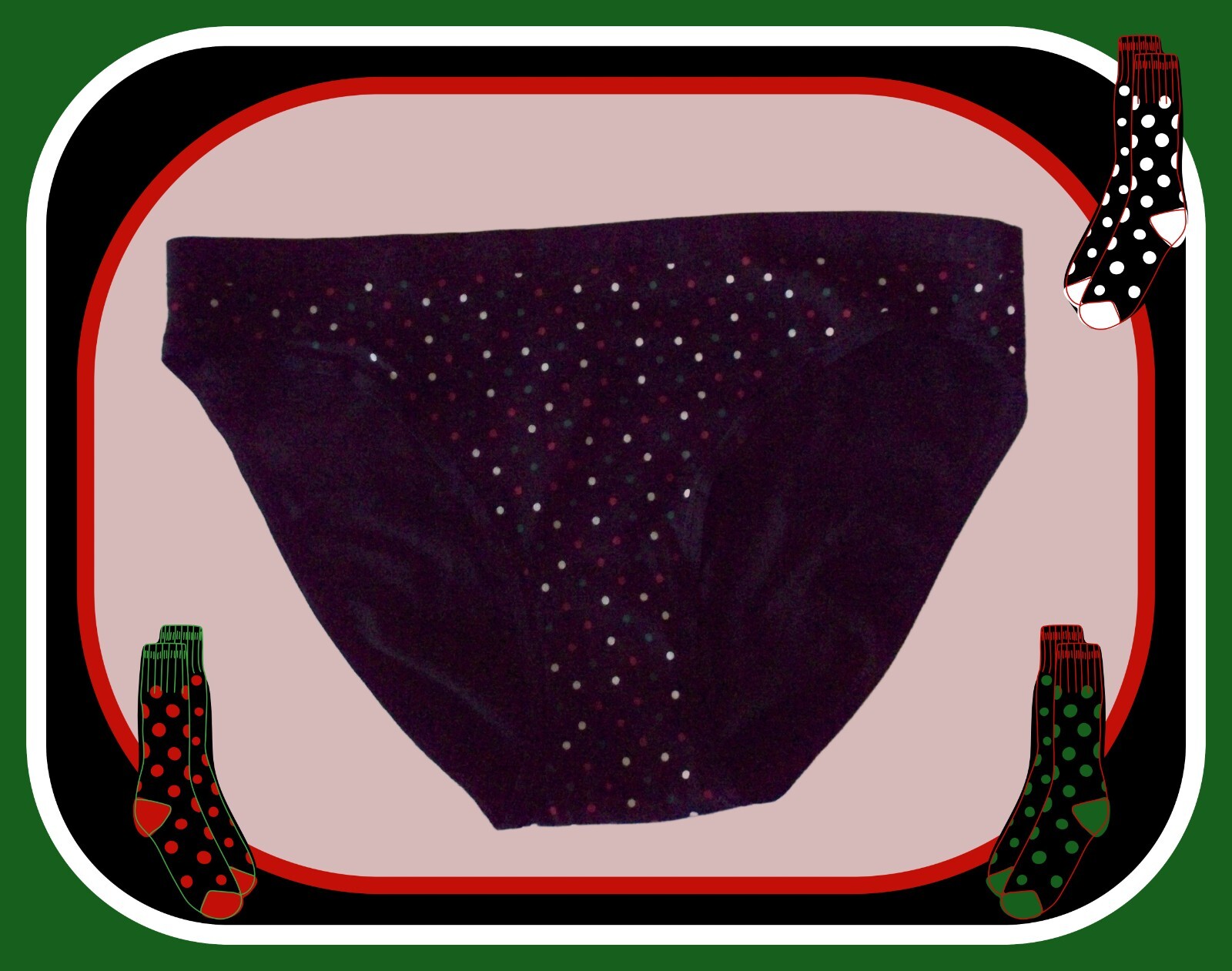 XXL Black w Red Green White Dot Stretch COTTON Victoria’s Secret BIKINI Pantie