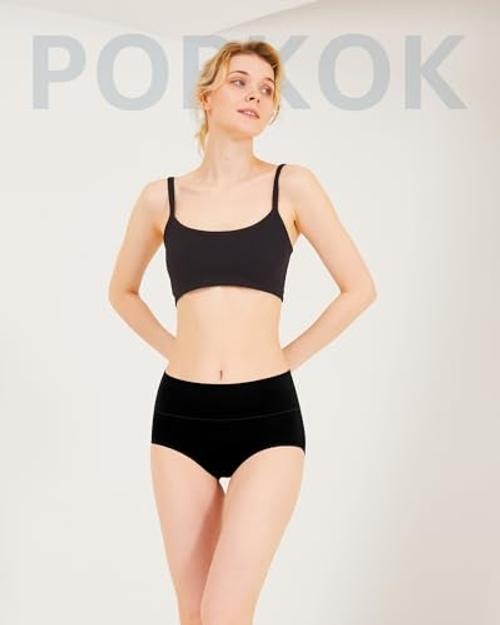 Womens Plus Size Underwear Cotton Briefs High Waisted Full 4X-Large 4 Black