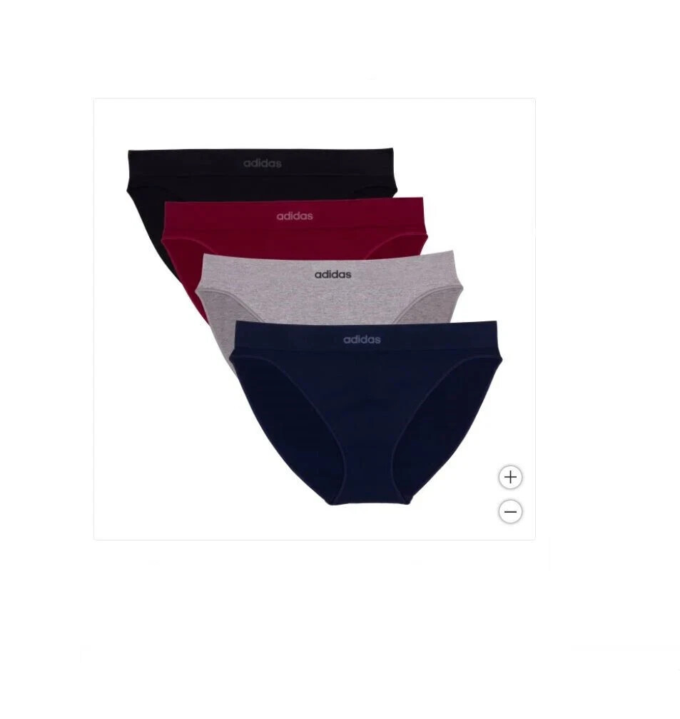 NEW Womens Adidas Seamless Bikini Underwear, 4 Pack, Stretch, Size XLARGE