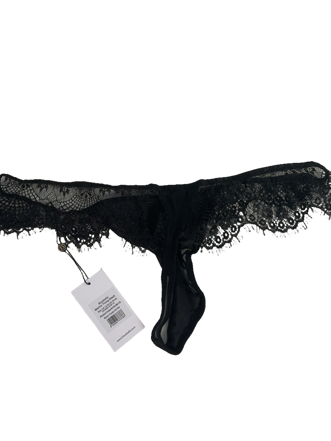 Bluebella Marina Thong Black Lace UK 12 New With Tags Lingerie