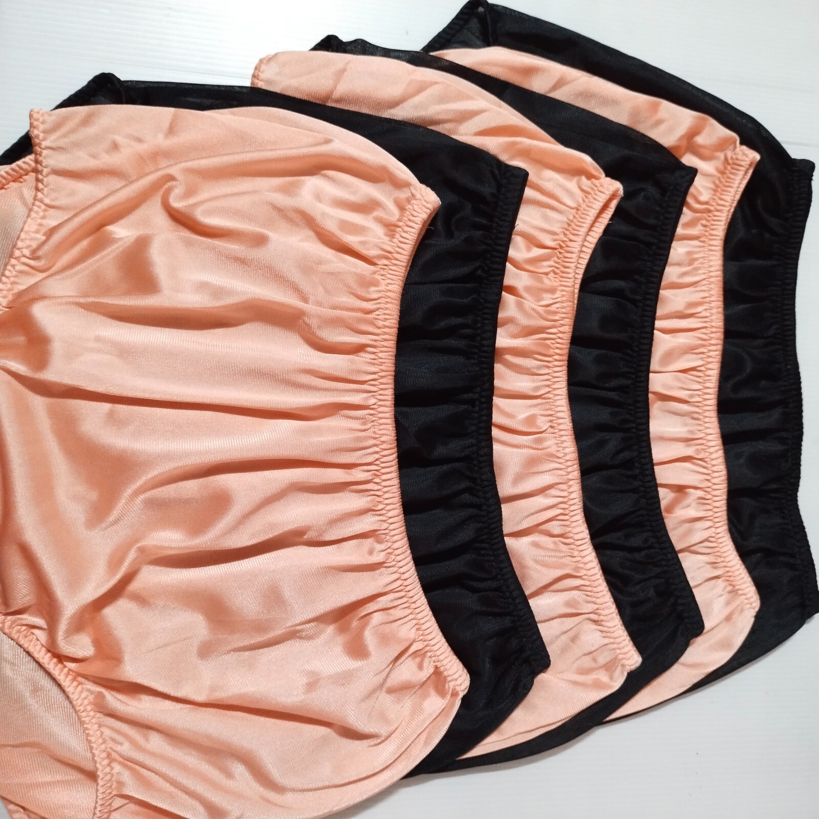 6 Nylon Panties/ High Waisted/ Double Nylon Layer Crotch/ BLack+ORANGE/ Size XL