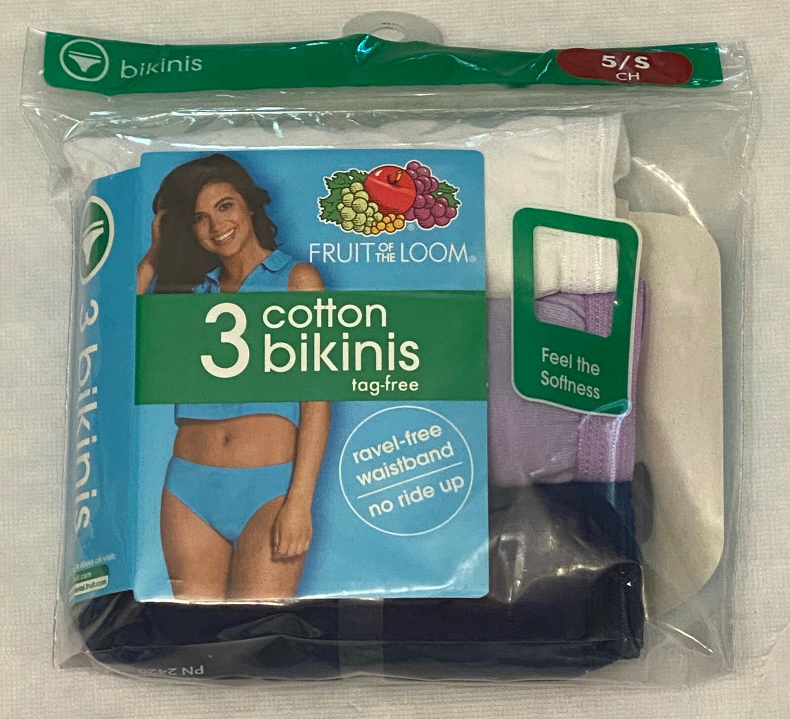 Women’s Plus & Regular Fruit of The Loom 3 Pack Cotton Bikinis: Size-5-6-7-9-8