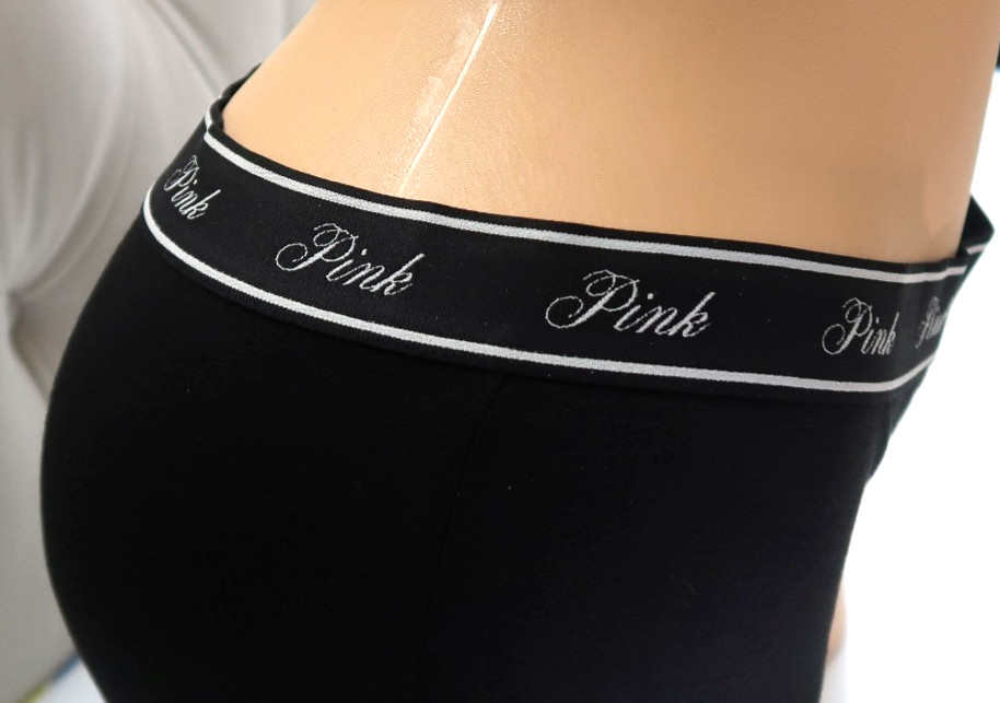 Victoria’s Secret PINK Logo Boyshort Black Diamante Rhinestone Shine M L XL XXL