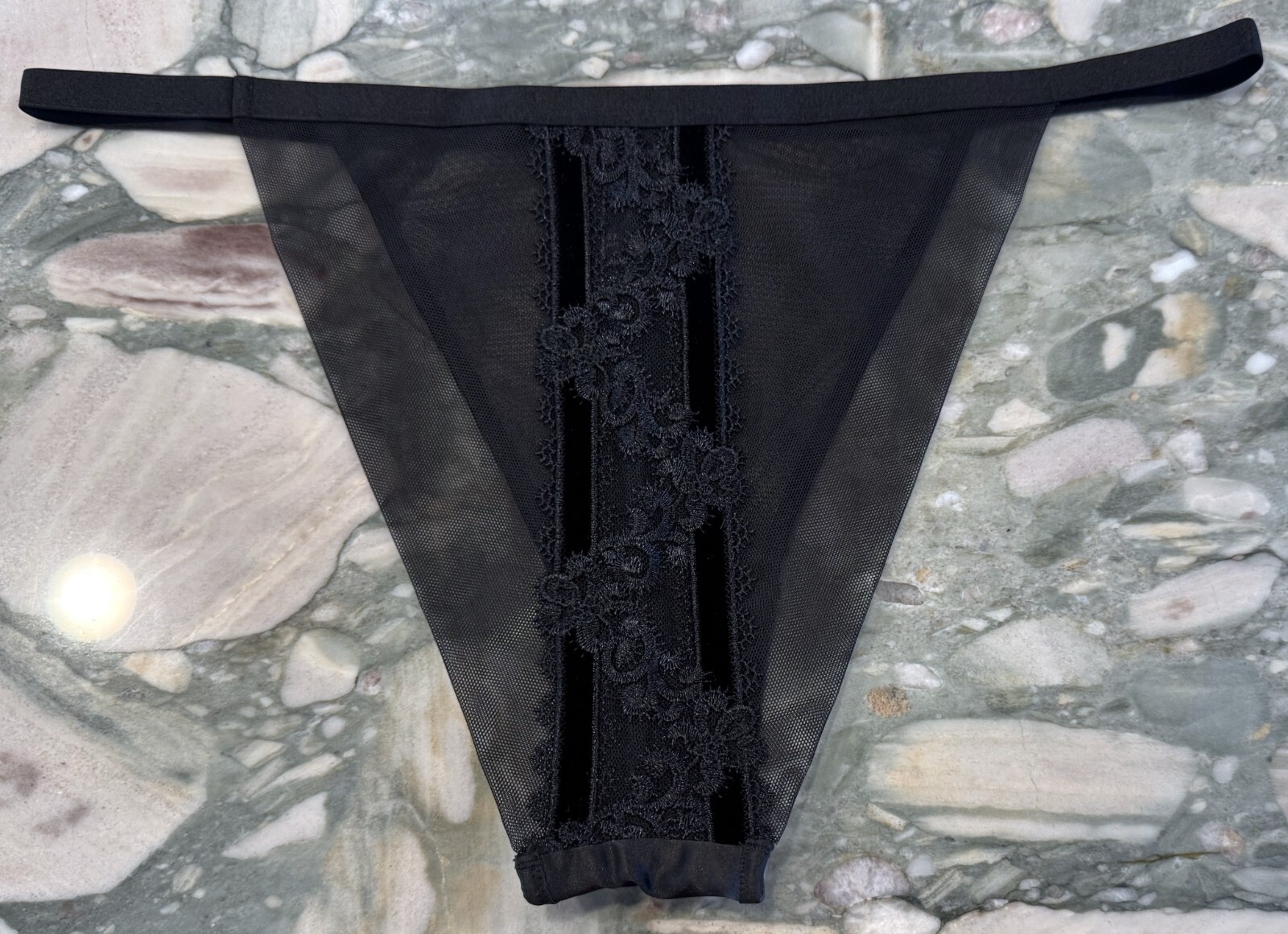 NEW Victoria Secret Very Sexy Luxe Satin Trim & Mesh Brazilian Panty – Black XL