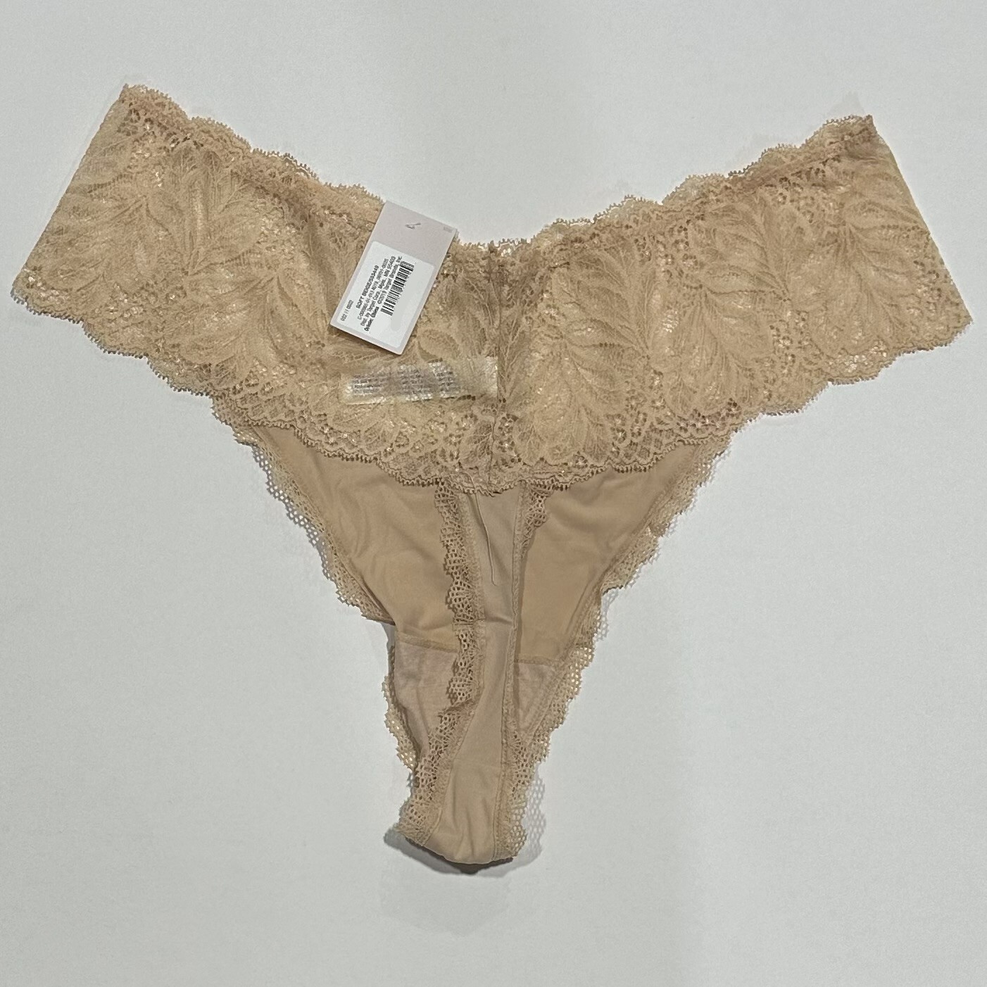 Women’s Plus Size Micro Thong with Lace Waistband – Auden Soft Beige – 2X (2pk)