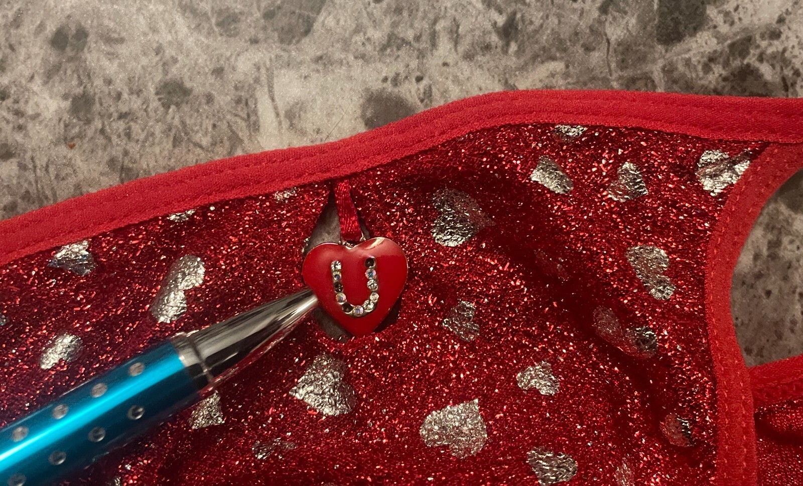 RENE ROFE RED SILVER HEART SHIMMER VINTAGE RARE STRING BIKINI PANTIES RUN SMALL