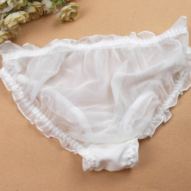 Womens 100% Silk Ruffle Frilly Bikinis Briefs Panties Knaughty Knickers Hotwife