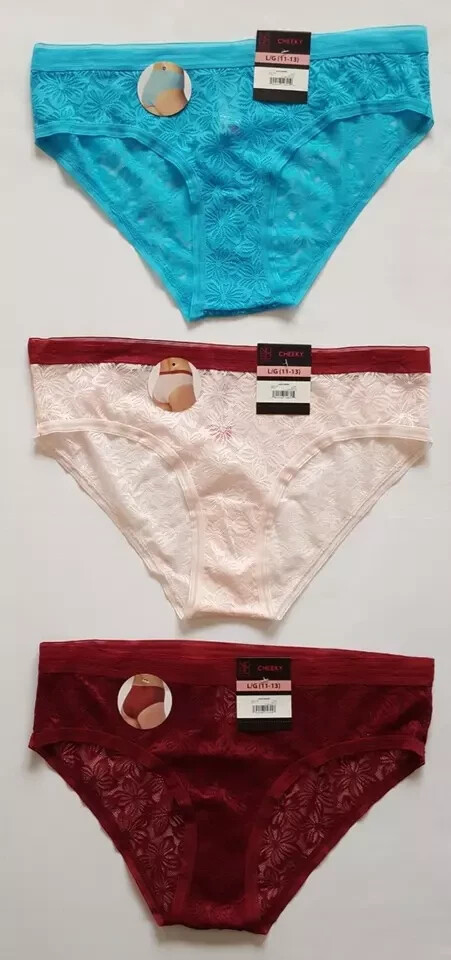 No Boundaries Cheeky Panties Floral Lace Size L(11-13) Multicolor (LOT OF 6)