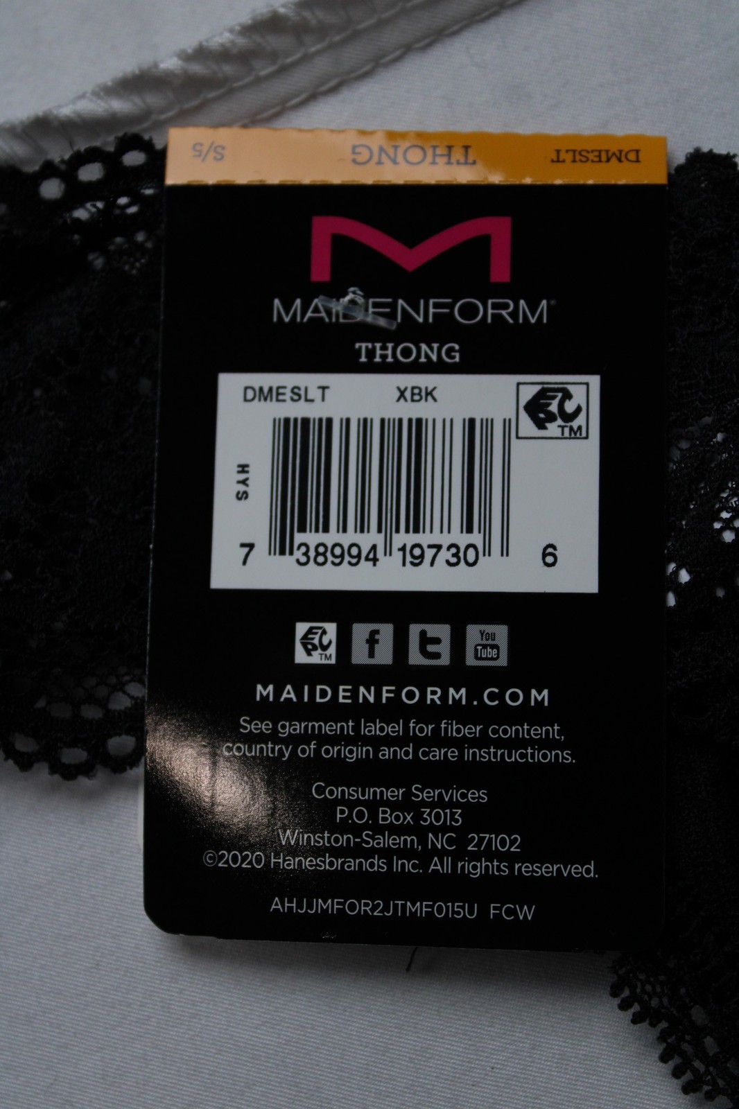 Maidenform Women’s Soft All-Over Stretch Lace Thong DH3 Black Small NWT