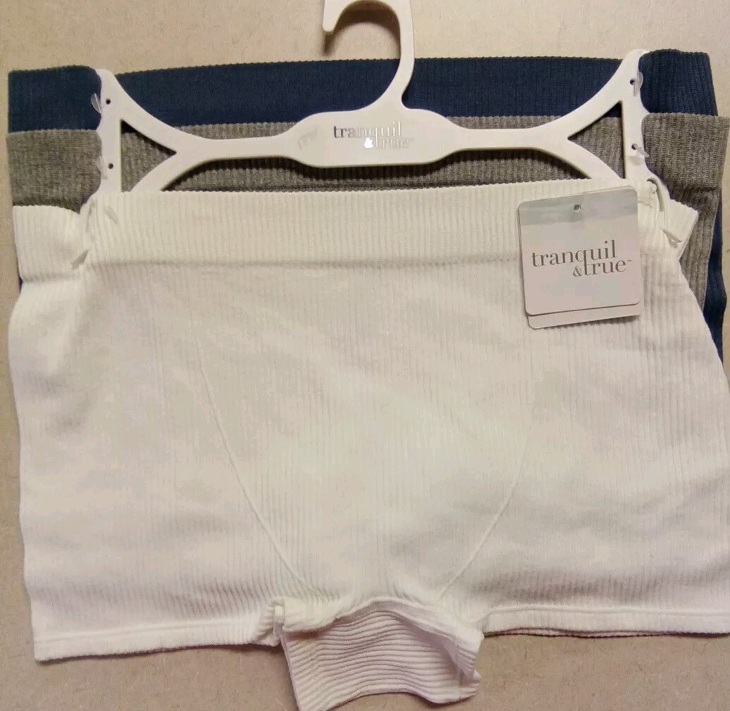 3 Tranquil & True Women’s Boyshorts Ribbed Seamless Solid Underwear XL Assorted