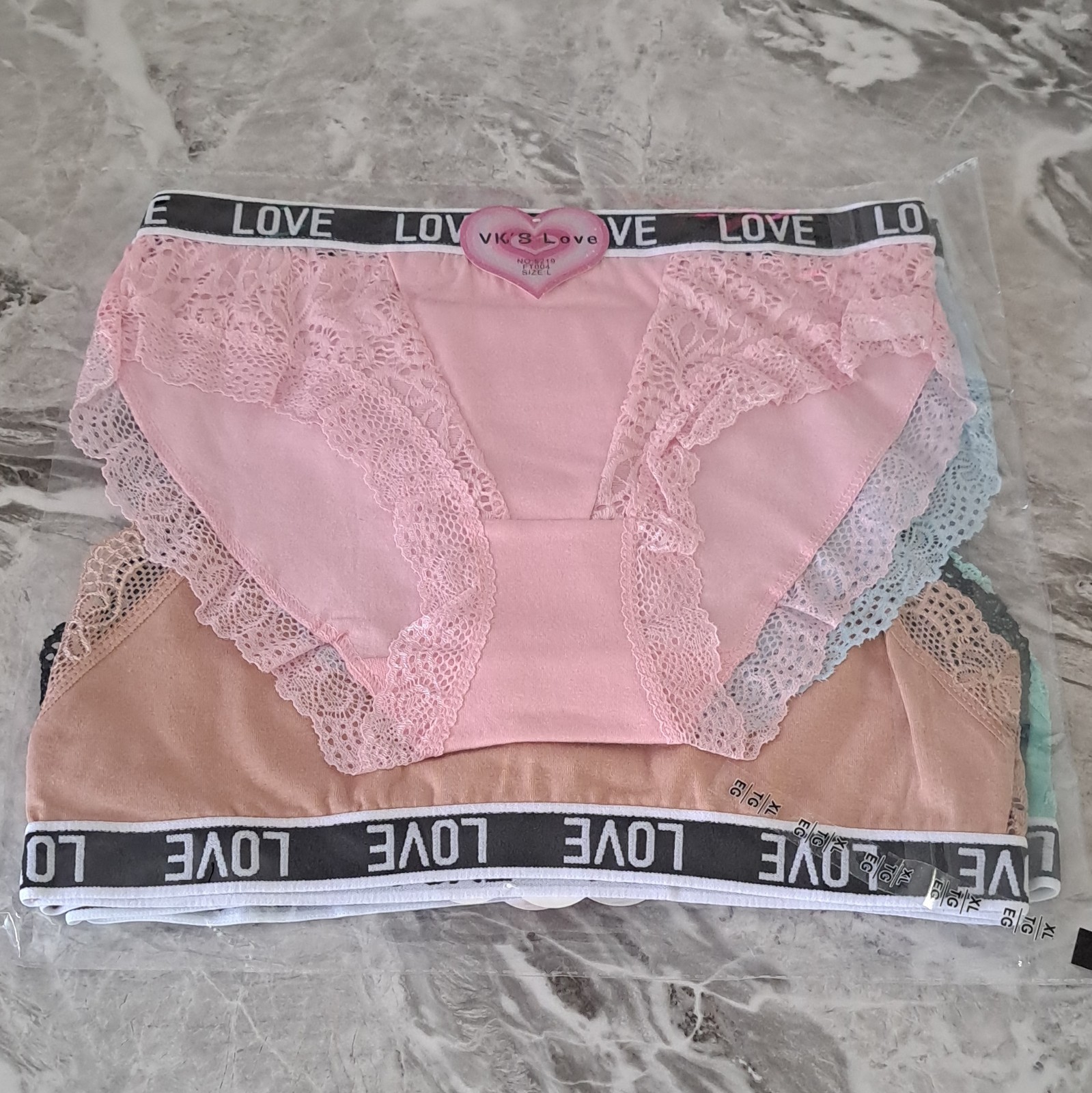 VK’s Love Women’s Lace Brief Panties 5 Pack Multicolor Size M Stretch