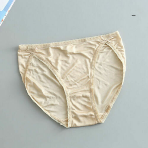 2 Pairs Women Underwear Brief Panties Soft Silk High Cut Cozy Thin Underpants A+