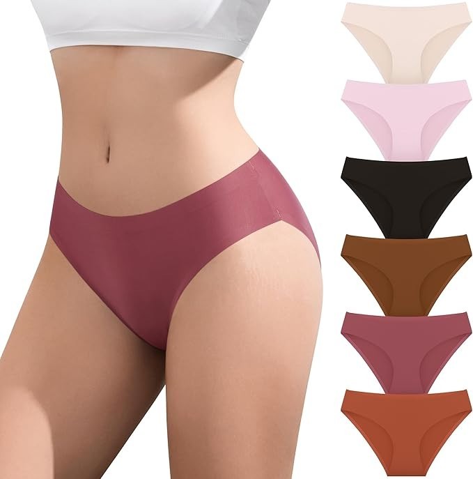 Bikini Underwear for Women Cheeky Panties Soft No Show Seamless Hipster 5 Pack