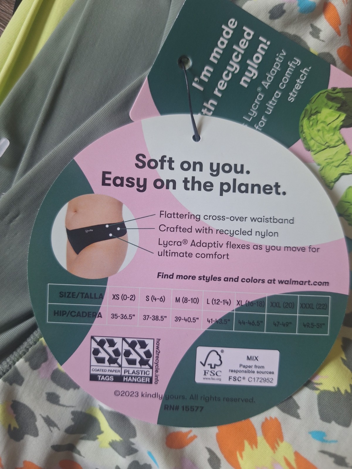 KINDLY YOURS WOMENS COMFY THONG UNDERWEAR SIZE XL 16/18 GREEN- FLOWER- 2 PK- NEW