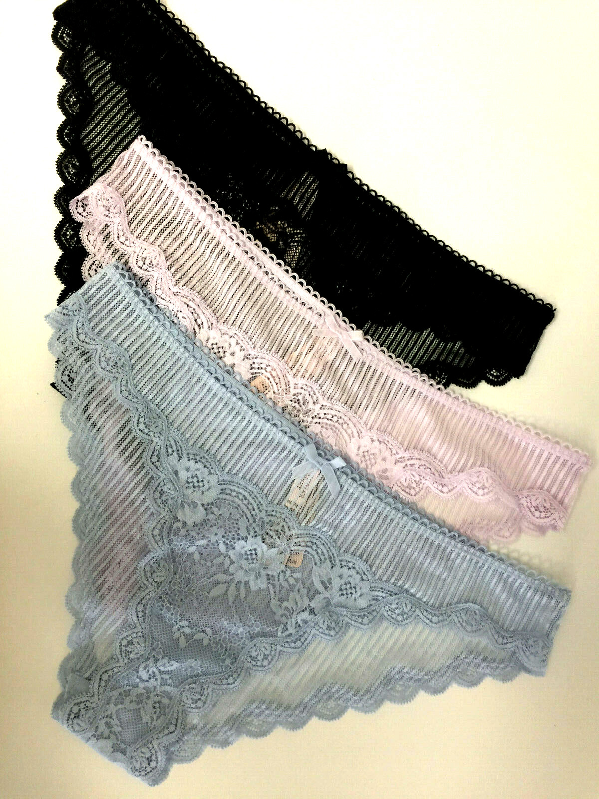 Victorias Secret Cheekini Panties Size L Sexy Floral Lace Stripes Multi-Colors