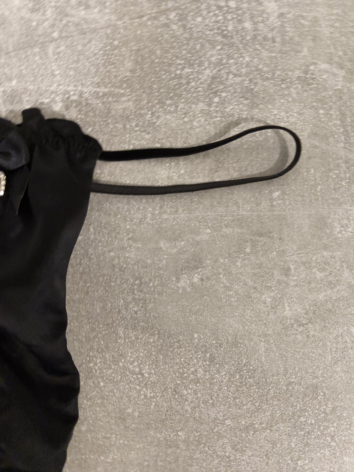 BNWOT Ann Summers Black Satin & Diamonte Trinket Thong Size 8-10